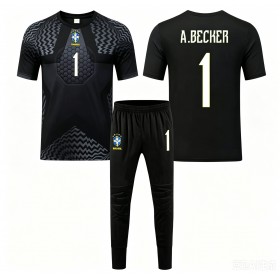 Brasil Alisson Becker #1 Keeper Hjemme skjorte til barn VM 2026 Kortermet (+ korte bukser)